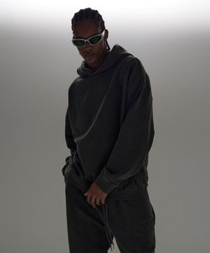 라이트 피그먼트 오버핏 후드티 (다크그레이)