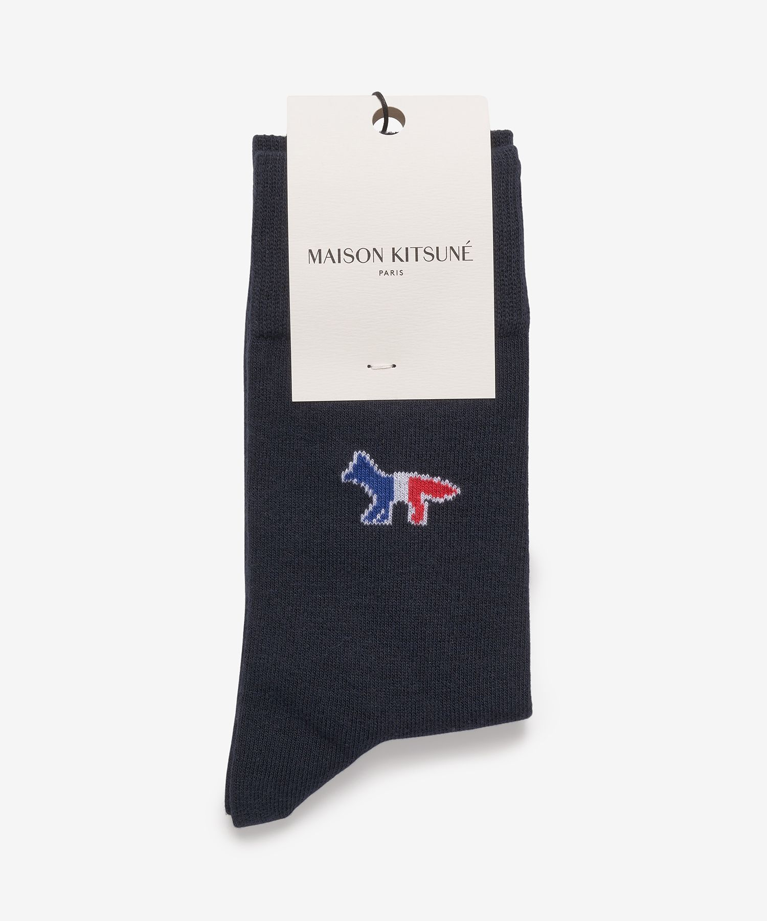 【MAISON KITSUNE】関税込★TRICOLOR FOX SOCKS / AU06400KT0010 MUSINSA | MAISON KITSUNE Tricolor Fox Patch Socks - Navy