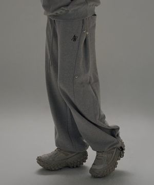 AW 로고 사이드 스냅 와이드핏 트레이닝 팬츠 (그레이)