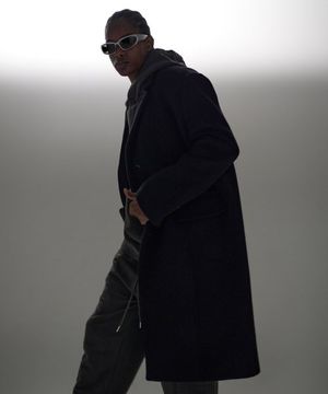 3버튼  대디핏 오버핏 램스 울 코트 (블랙)