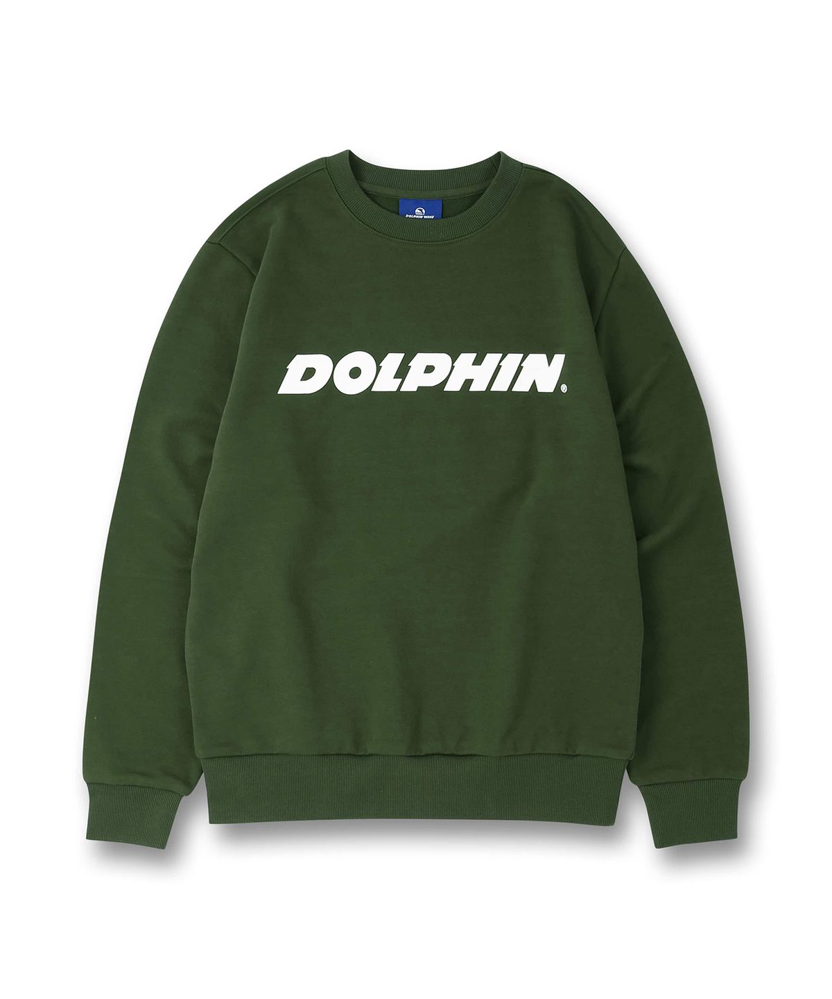 돌핀웨이브어패럴(DOLPHIN WAVE APPAREL) 돌핀 어센틱 로고 맨투맨 카키