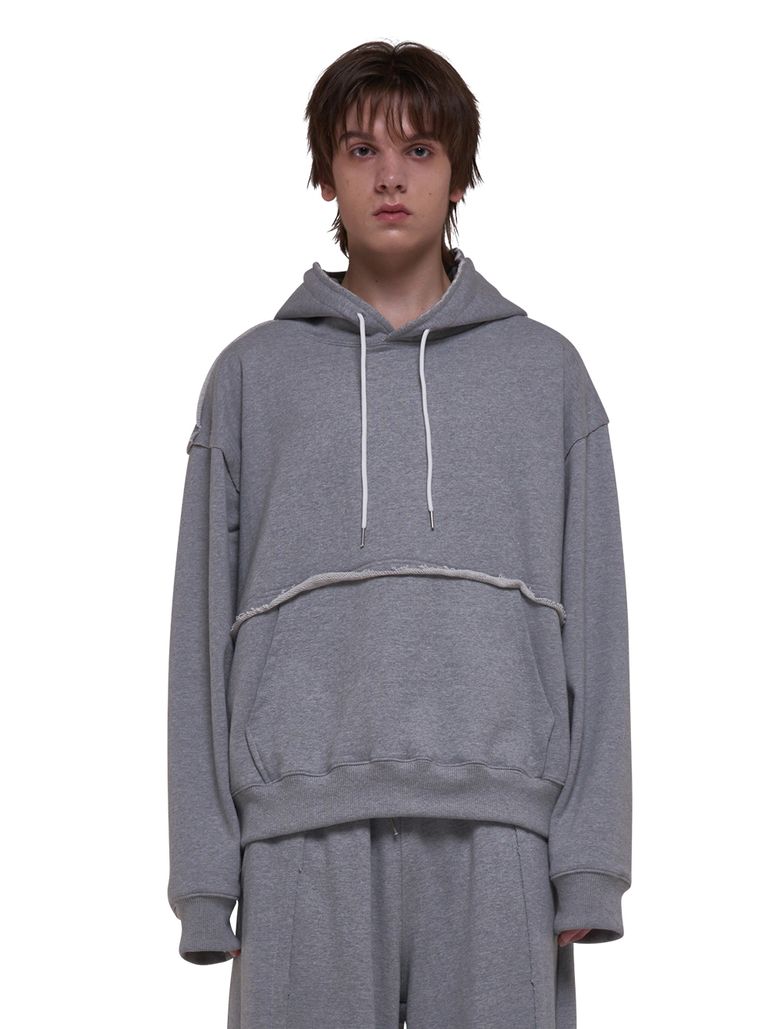 CUTTING HOOD SWEAT SHIRTS [Gray]