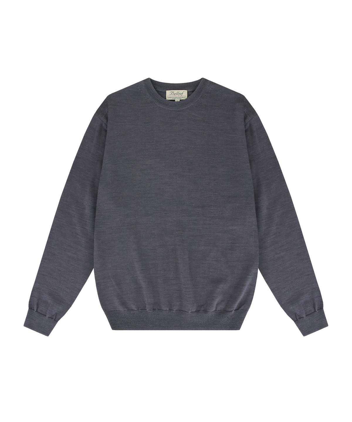 벨리프(BELLIEF) Wool soft crewneck sweater (Blue gray)