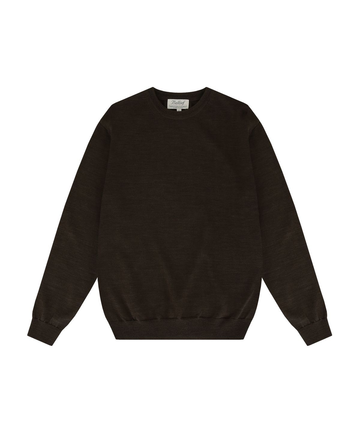 벨리프(BELLIEF) Wool soft crewneck sweater (Brown)