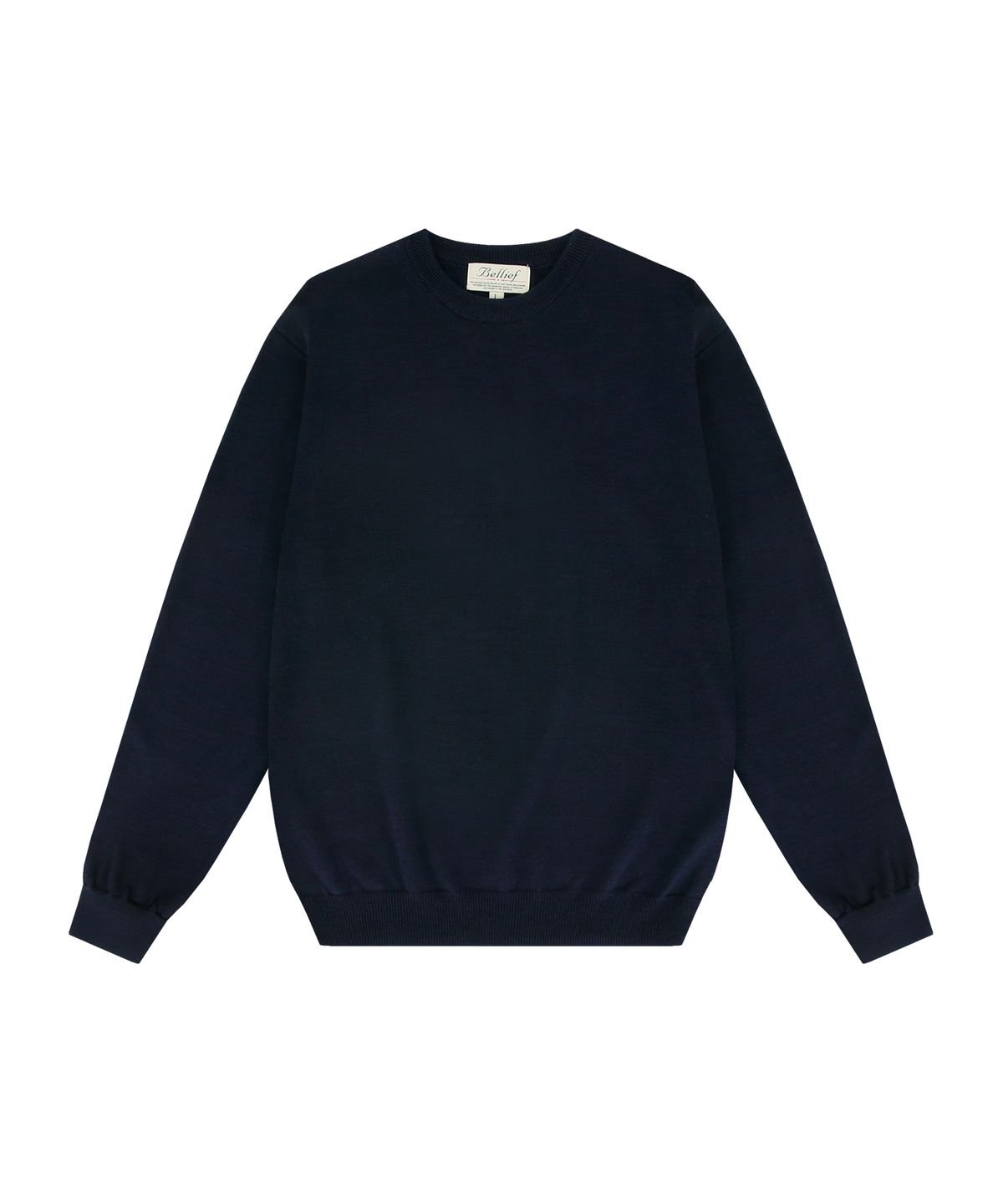 벨리프(BELLIEF) Wool soft crewneck sweater (Navy)
