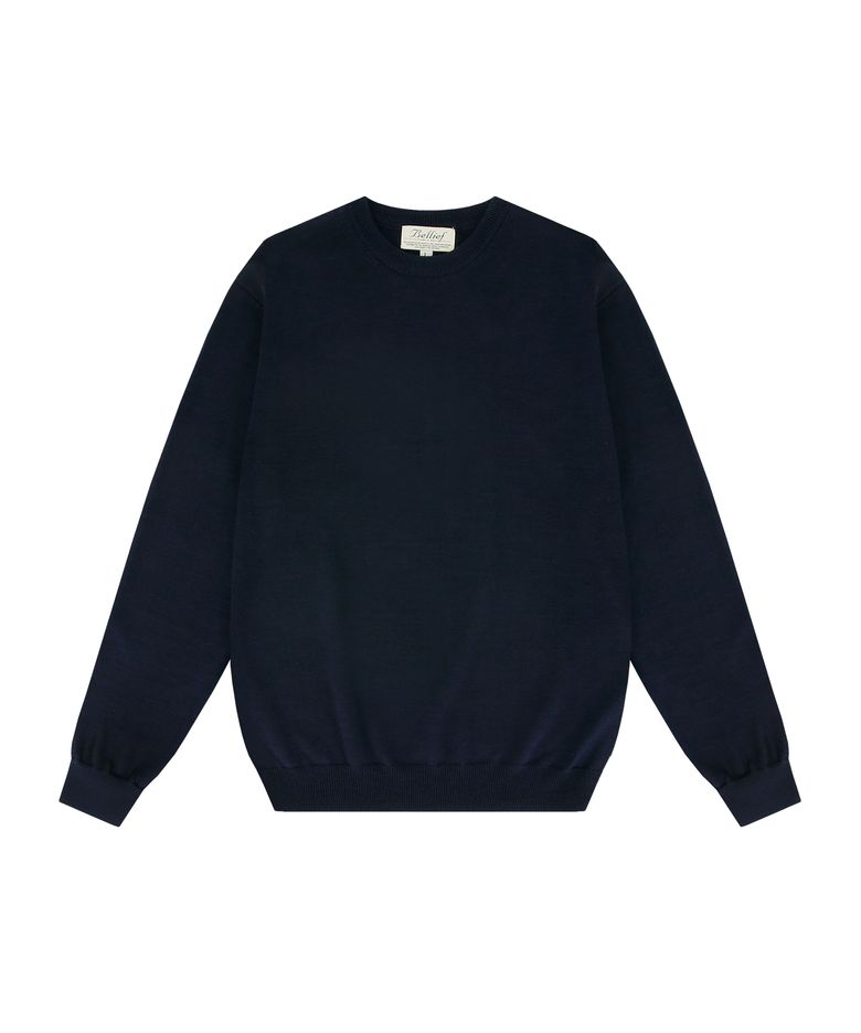 Wool soft crewneck sweater (Navy)