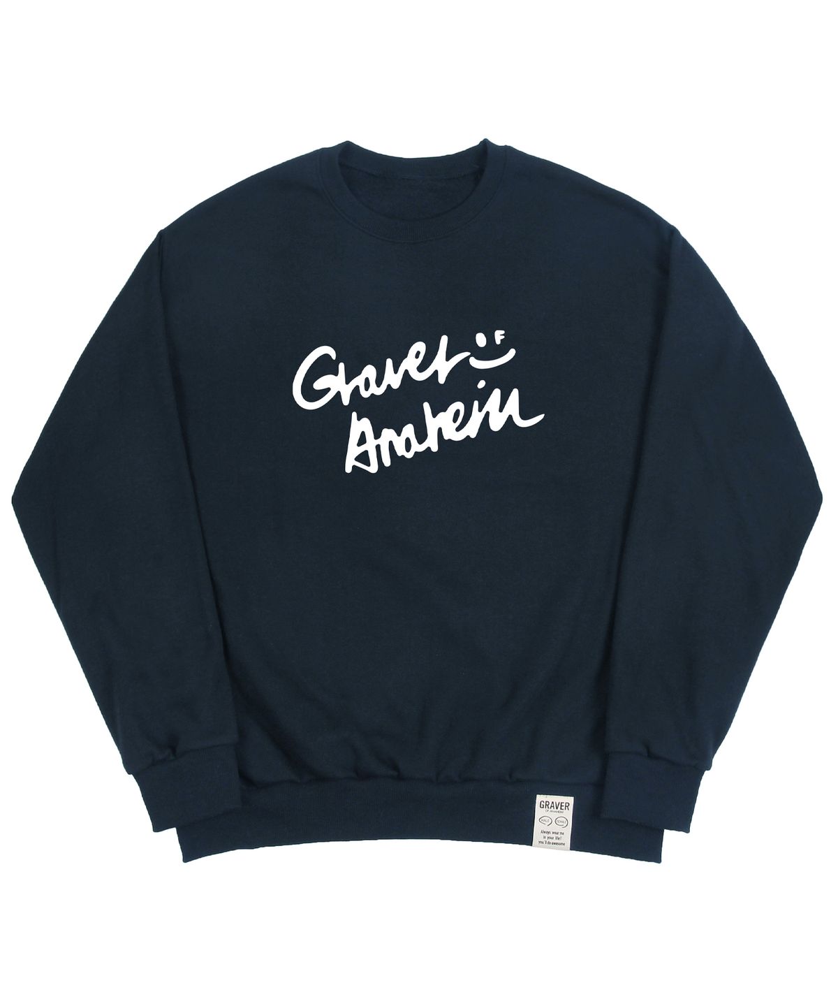 그레이버(GRAVER) [UNISEX]드로잉 로고 스마일 맨투맨_네이비