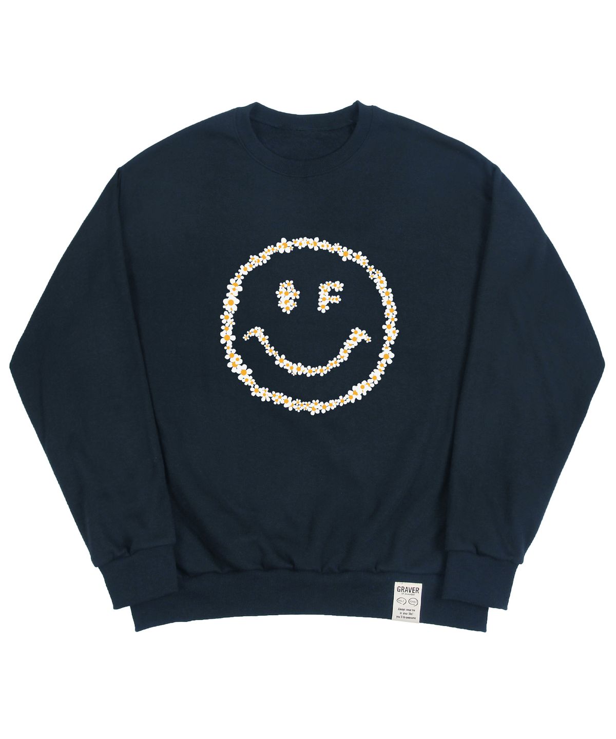 그레이버(GRAVER) [UNISEX]멀티플라워 도트스마일 맨투맨_네이비