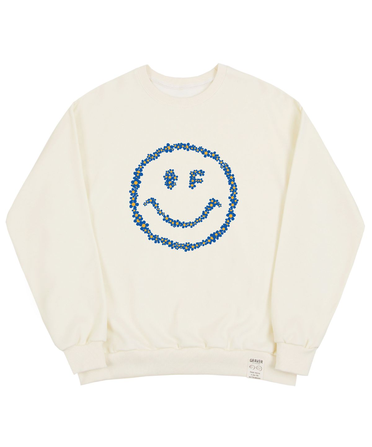 그레이버(GRAVER) [UNISEX]멀티플라워 도트스마일 맨투맨_크림