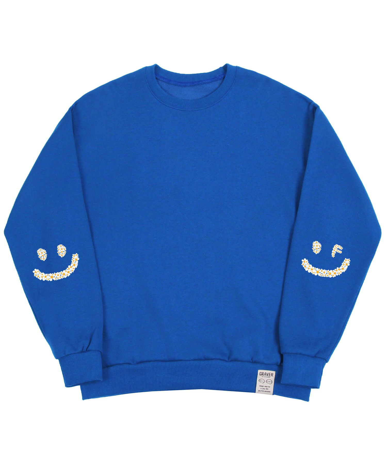 MUSINSA | GRAVER [UNISEX] Elbow Multi Flower Drawing Smile Sweatshirt ...