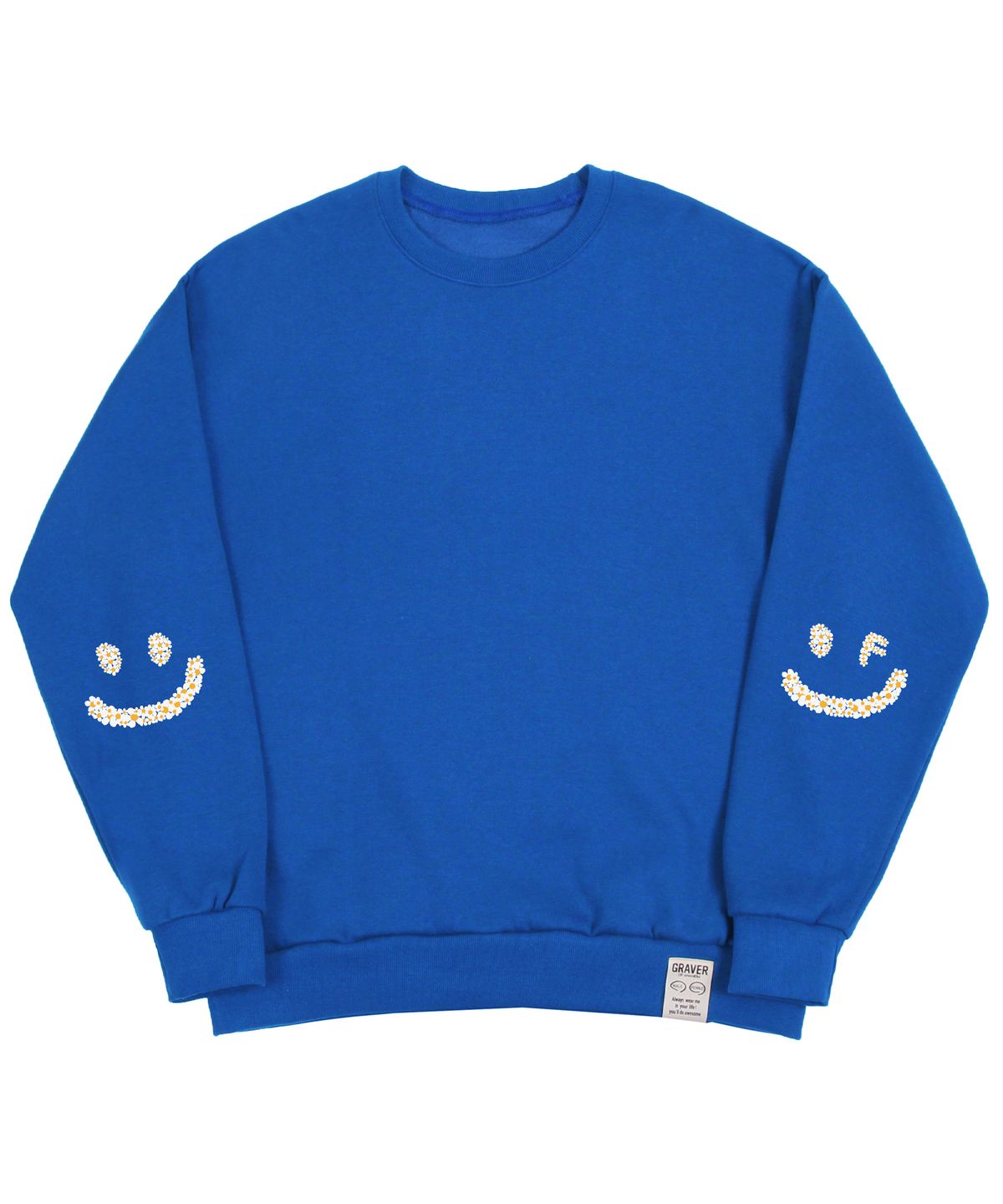 그레이버(GRAVER) [UNISEX]엘보우 멀티플라워 드로잉스마일 맨투맨_코발트블루