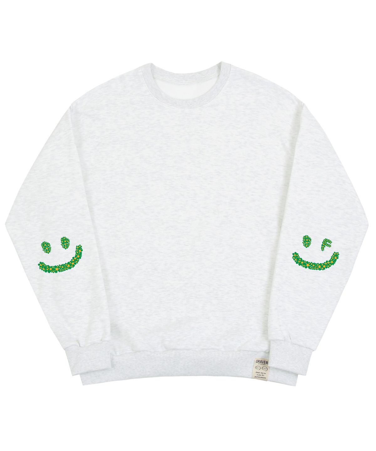 그레이버(GRAVER) [UNISEX]엘보우 멀티플라워 드로잉스마일 맨투맨_멜란지화이트