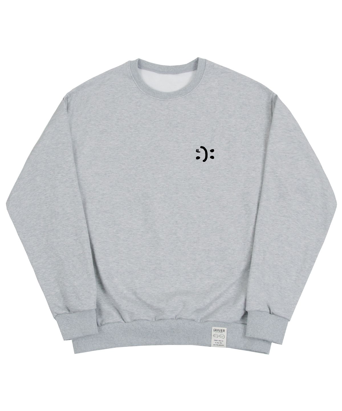 그레이버(GRAVER) [UNISEX]스몰 더블 드로잉스마일 맨투맨_그레이