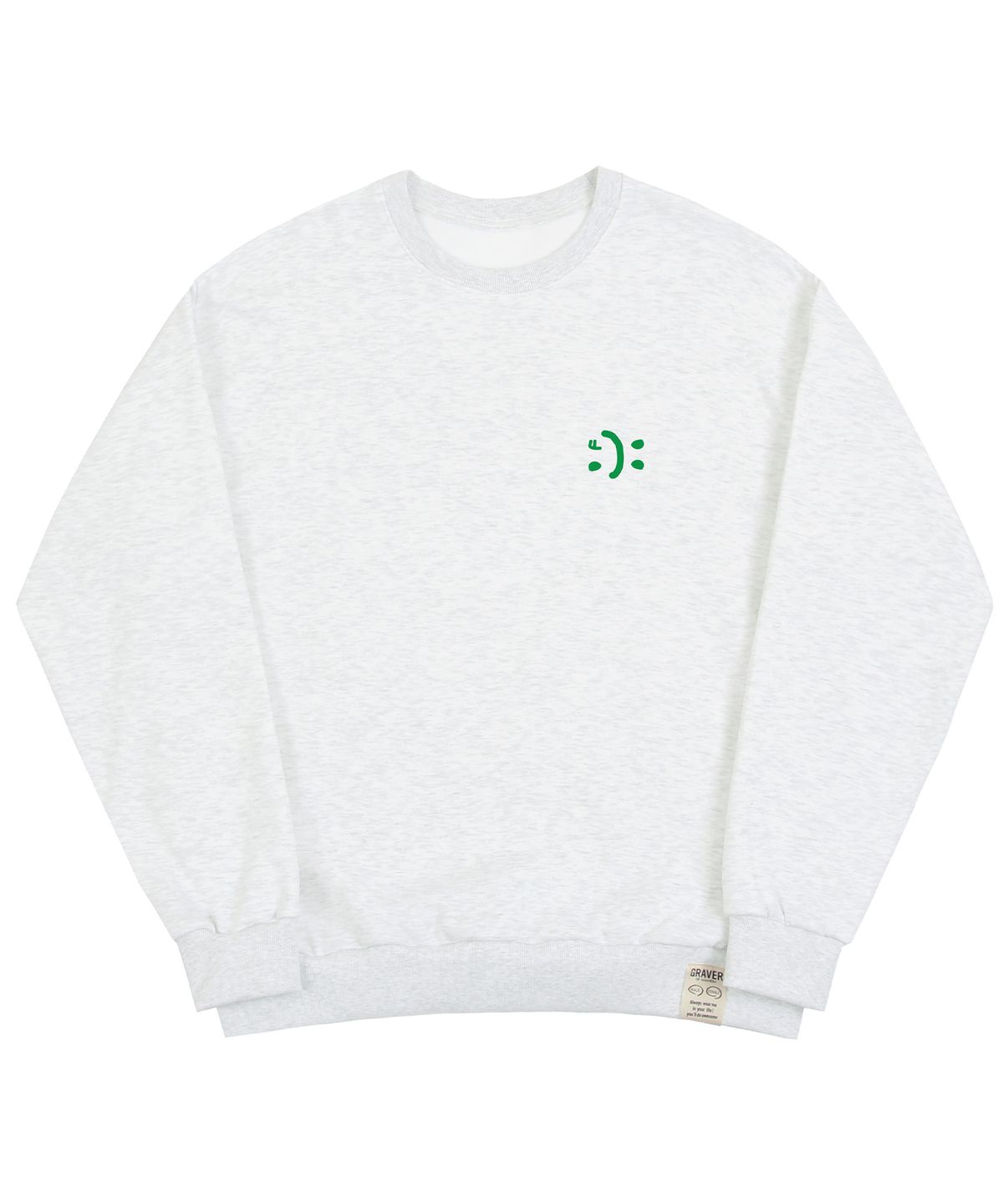 그레이버(GRAVER) [UNISEX]스몰 더블 드로잉스마일 맨투맨_멜란지화이트