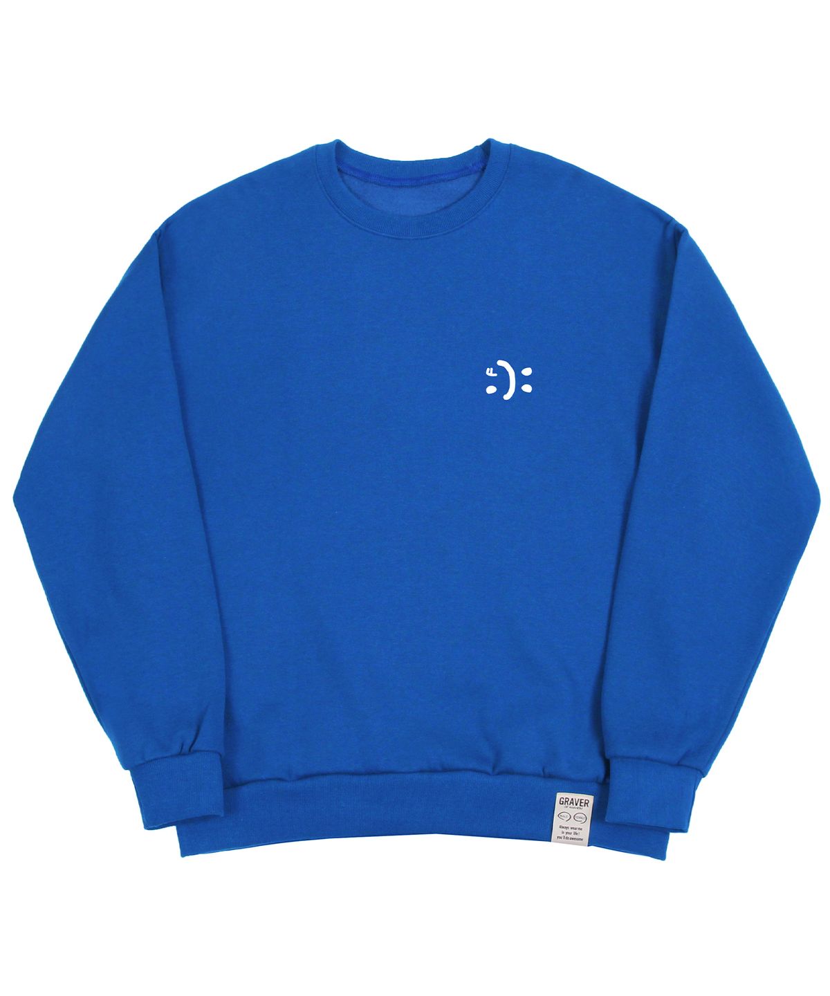 그레이버(GRAVER) [UNISEX]스몰 더블 드로잉스마일 맨투맨_코발트블루