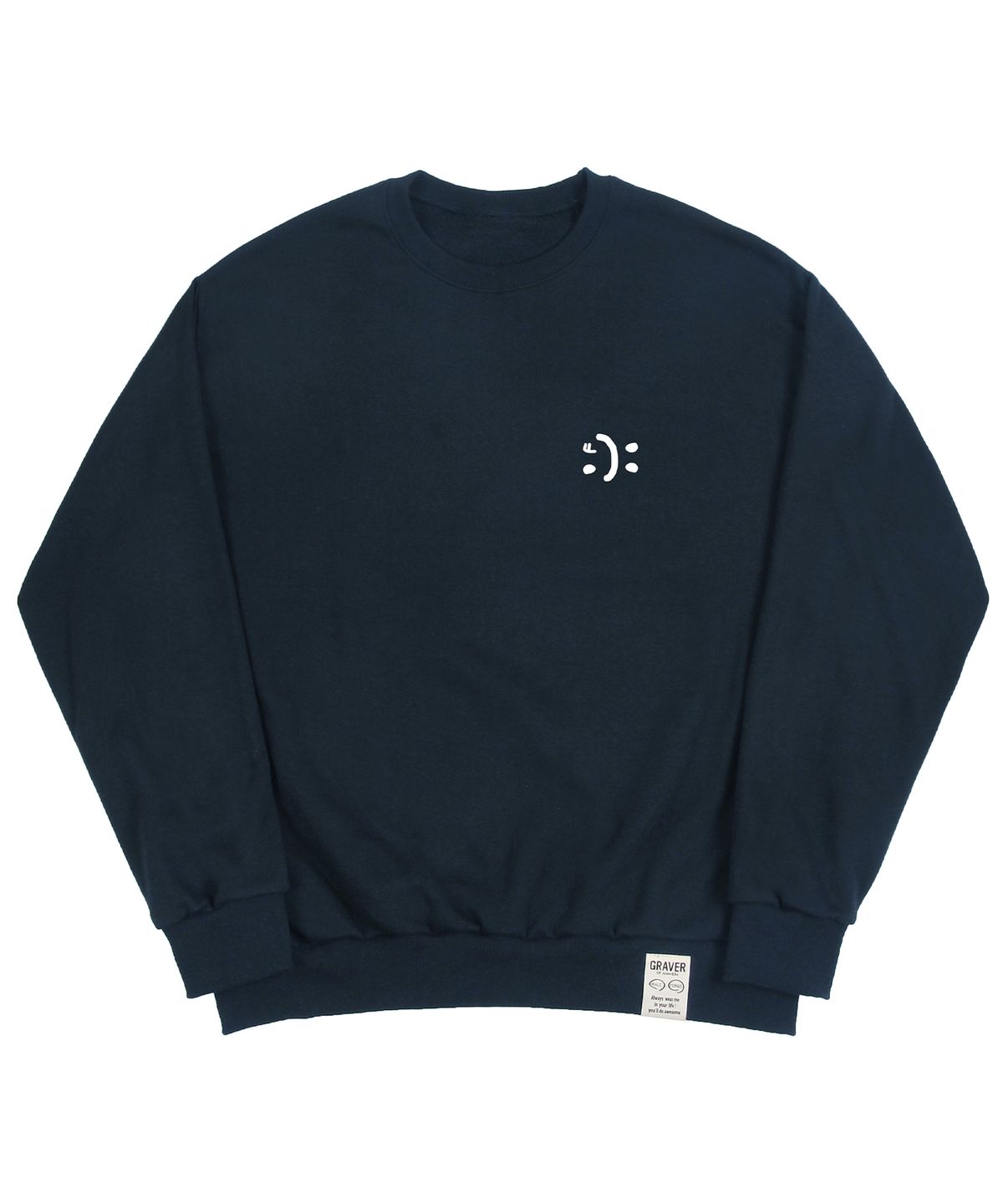 그레이버(GRAVER) [UNISEX]스몰 더블 드로잉스마일 맨투맨_네이비