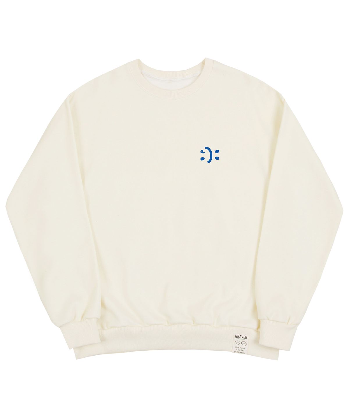 그레이버(GRAVER) [UNISEX]스몰 더블 드로잉스마일 맨투맨_크림