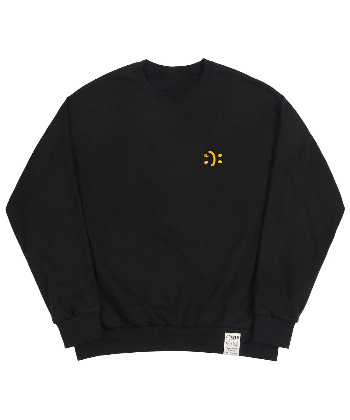 그레이버(GRAVER) [UNISEX]스몰 더블 드로잉스마일 맨투맨_블랙