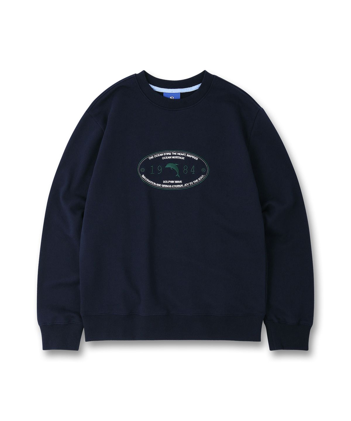 돌핀웨이브어패럴(DOLPHIN WAVE APPAREL) 오벌 돌고래 맨투맨 네이비