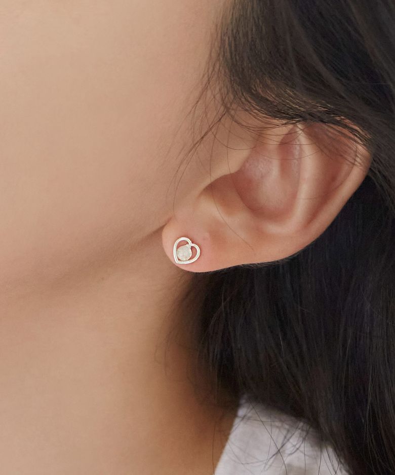 925 Silver Erica Heart Earrings/ 에리카