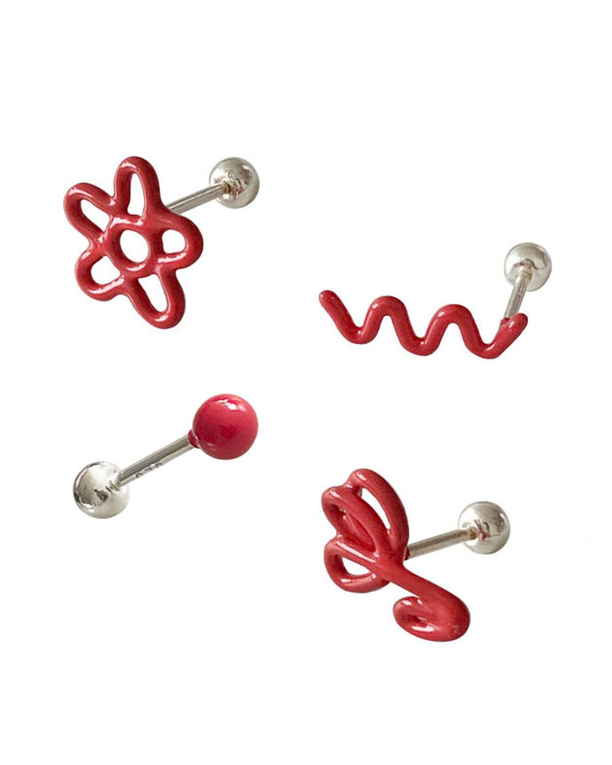 잇더즌매터(IT DOESN'T MATTER) Rainbow doodle piercing (Red)