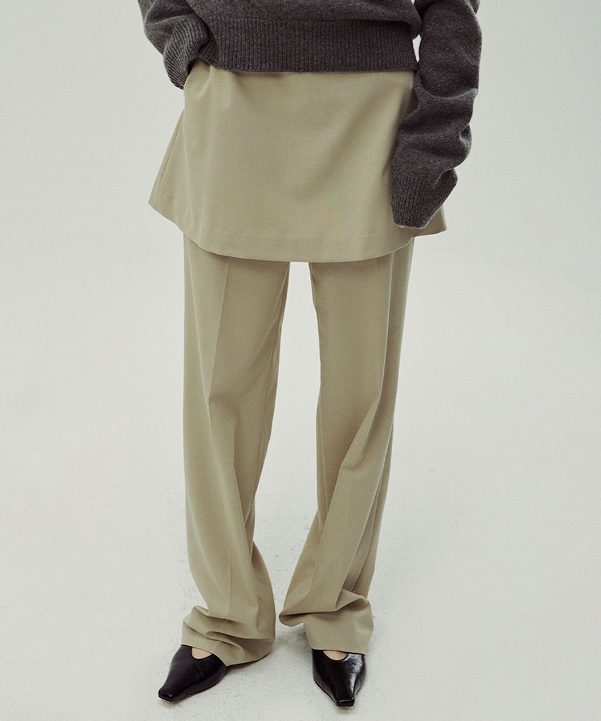 시눈(SINOON) 2 WAY LAYERED PANTS (LIGHT BEIGE)
