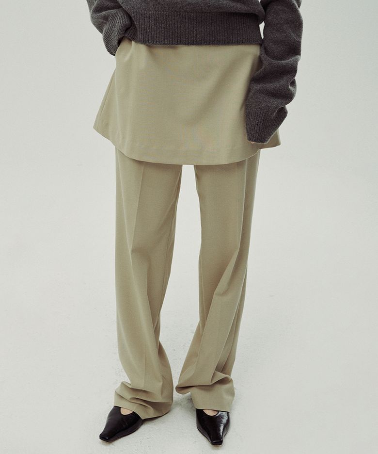 2 WAY LAYERED PANTS (LIGHT BEIGE)