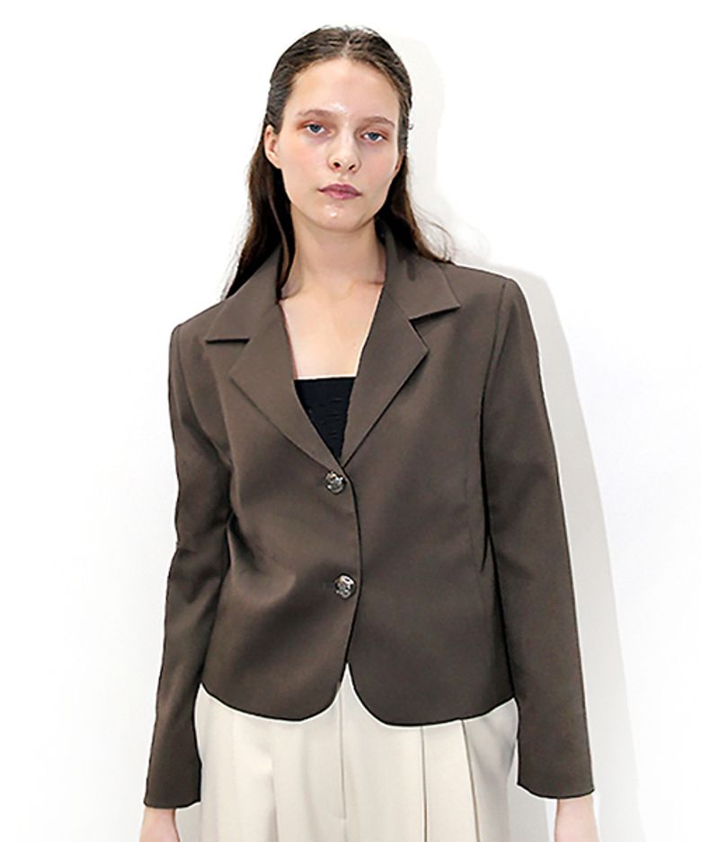 투버튼 브라운 크롭 자켓 _ Two Button Brown Crop JK