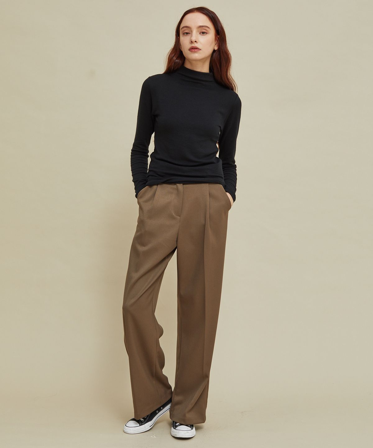 마나비스세븐(MANAVIS7) FW Long Wide Slacks Brown
