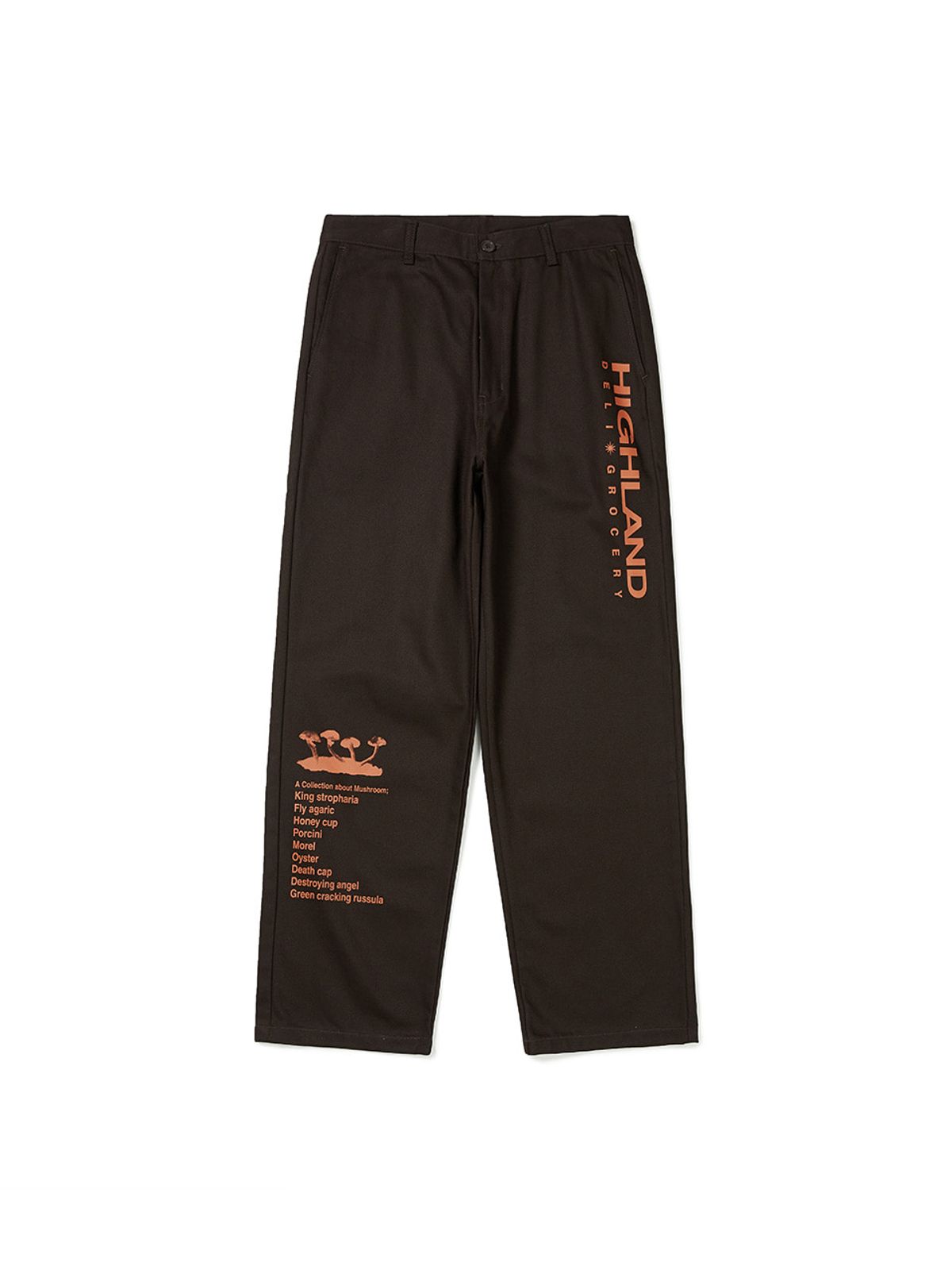 하이랜드 델리 앤 그로서리(HIGHLAND DELI AND GROCERY) Graphic Work Pants Brown
