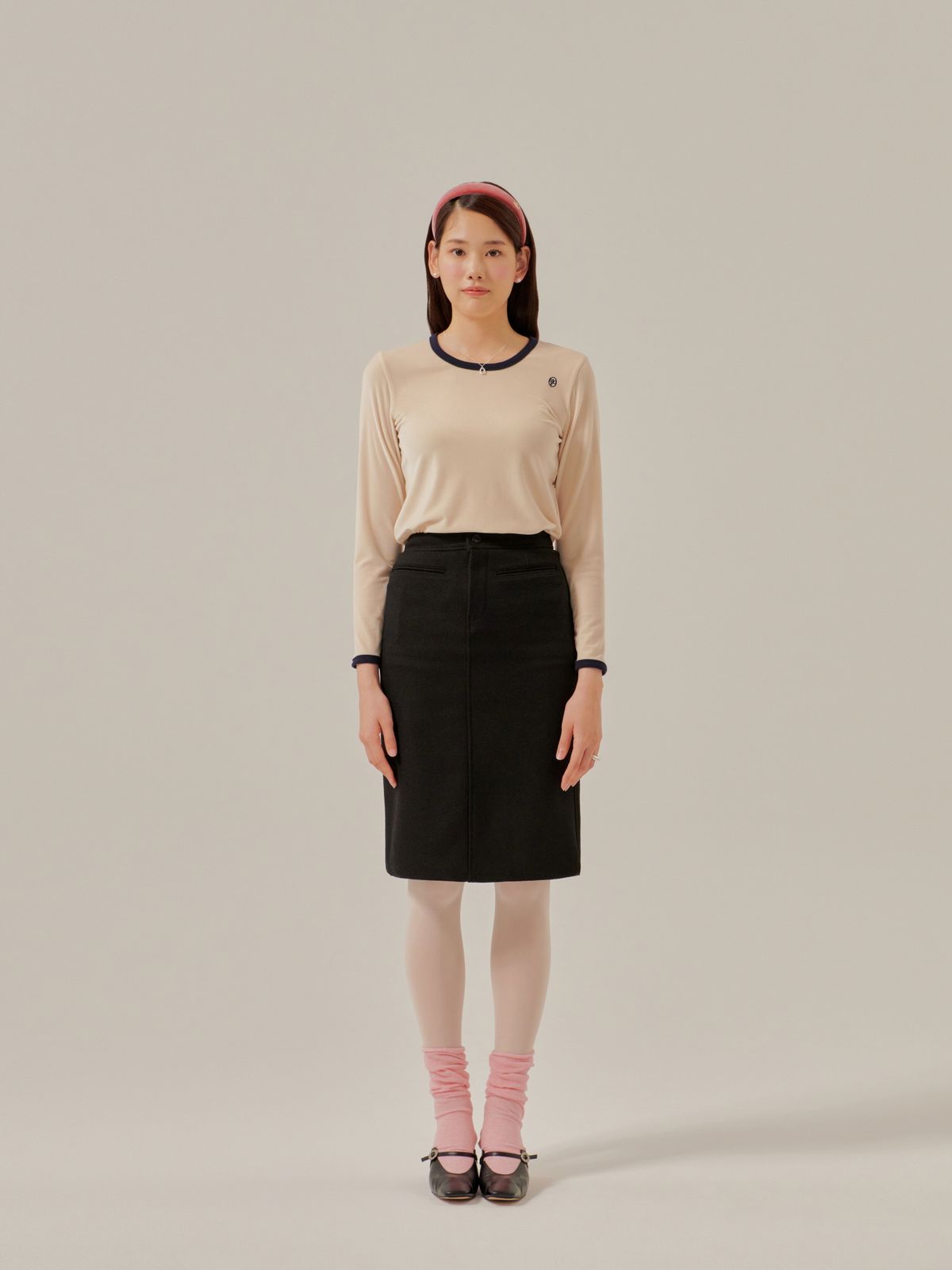 마리떼 프랑소와 저버(MARITHÉ + FRANҪOIS GIRBAUD) W VELOUR RINGER LONG SLEEVE  ivory