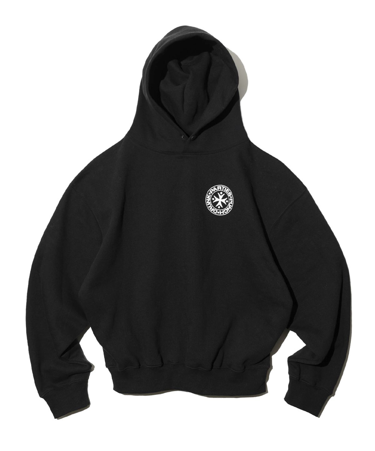 펀치드렁크파티즈(PUNCH DRUNK PARTIES) Circle Logo Oversized Hoodie (BLACK)