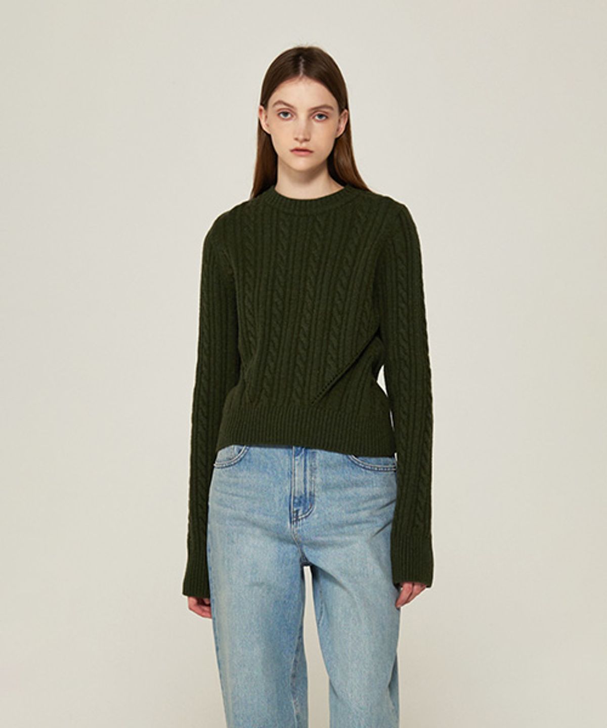 아바몰리(AVA MOLLI) Cable Pullover Knit (D/GREEN)