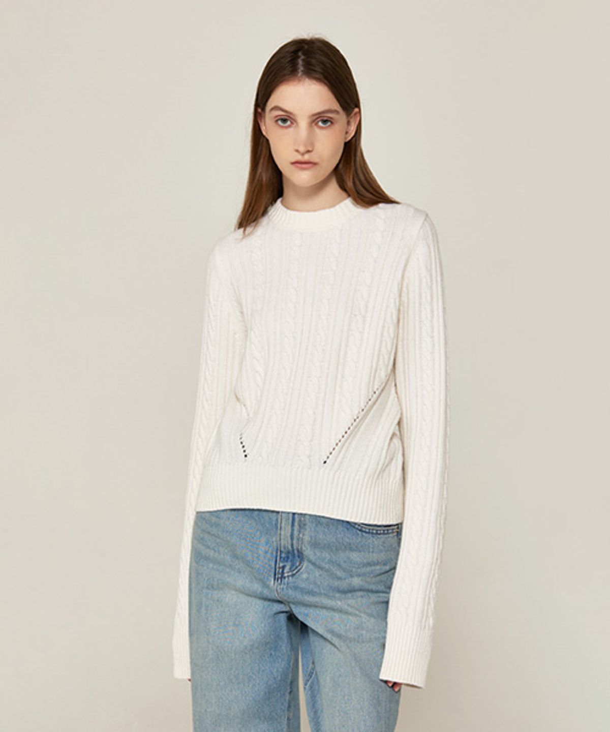 아바몰리(AVA MOLLI) Cable Pullover Knit (IVORY)