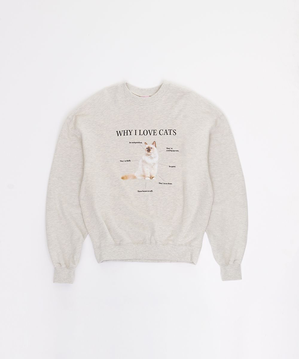 ◆ITZAVIBE◆ LIGHT GREY MATCHS COLOR LOVE CAT TSHIRTS IBB22 SHOP - TOP - ITZAVIBE