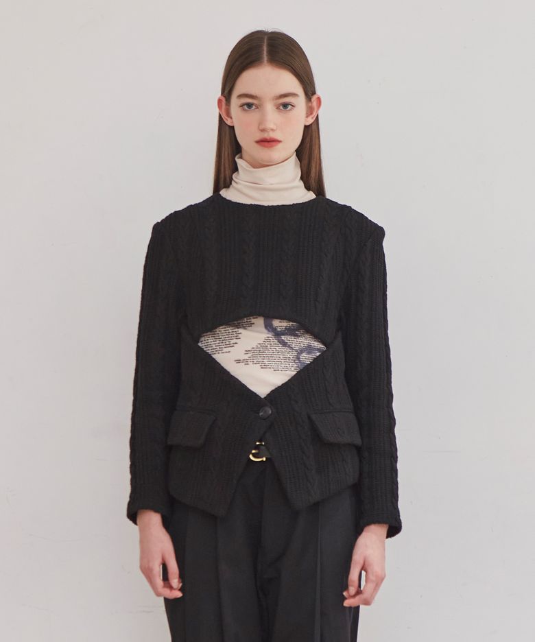 [LINE] Cable Slit Knit Top