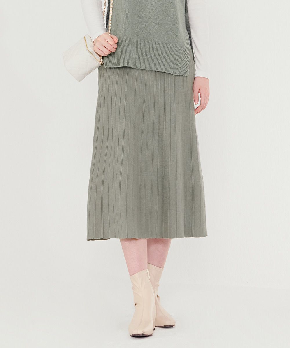 Meme Junior A-Line Knit Skirt – Black Knee-Length Stretch Skirt For Casual Wear - View #12