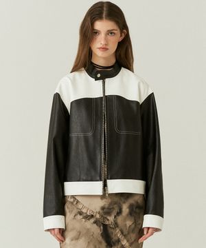 FAUX Leather Crop Western Jacket in Black