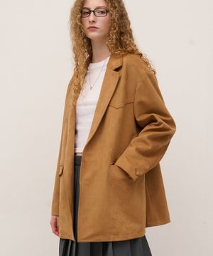 Suede Western Blazer in Camel