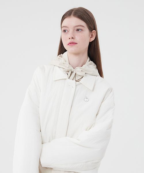 [ KIRSH ]★UNI SMALL CHERRY PADDING CROP SHIRT MUSINSA | KIRSH Uni Small Cherry Padded Crop Shirt [Ivory]