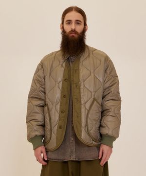 CB 퀄팅 오버핏 자켓 (카키)