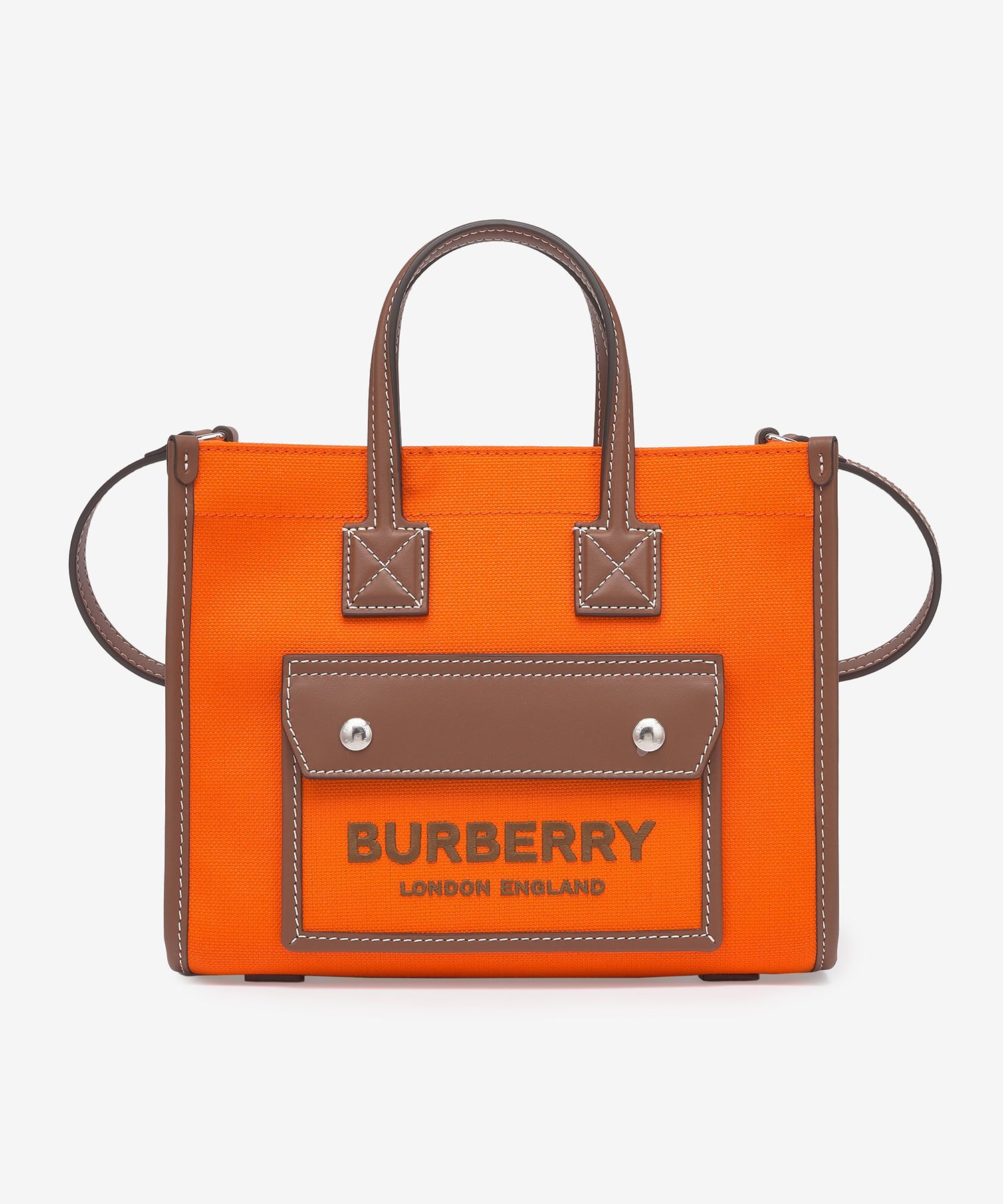 【BURBERRY】送料/関税込 MINI FREYA TWO TONE CANVAS TOTE BAG Burberry Mini Two-Tone Canvas Freya Tote Bag Natural/Tan in