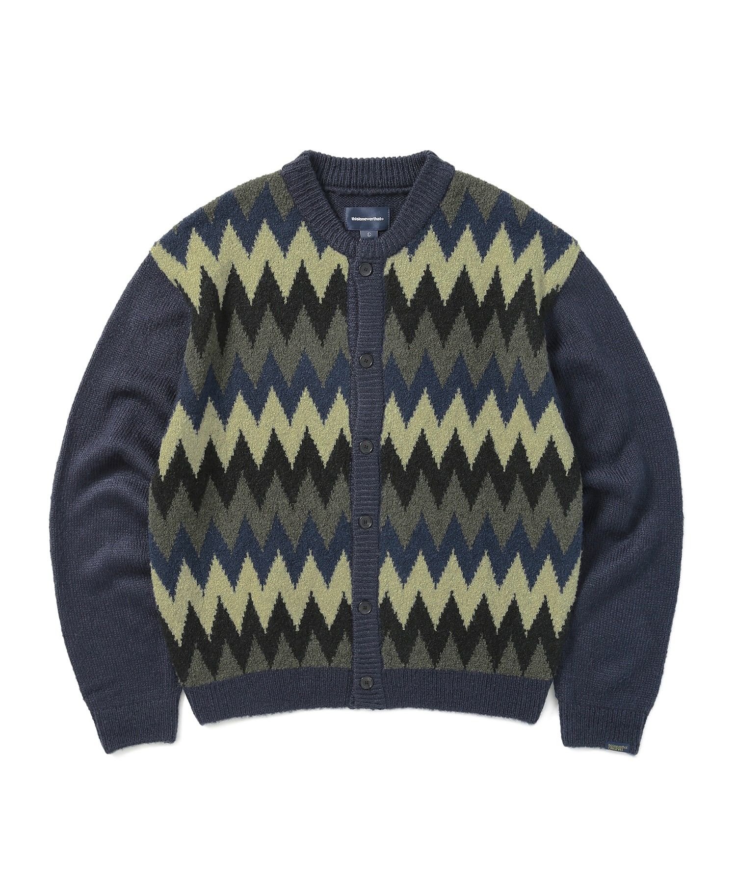 MUSINSA公式 | thisisneverthat Chevron Knit Cardigan Navy