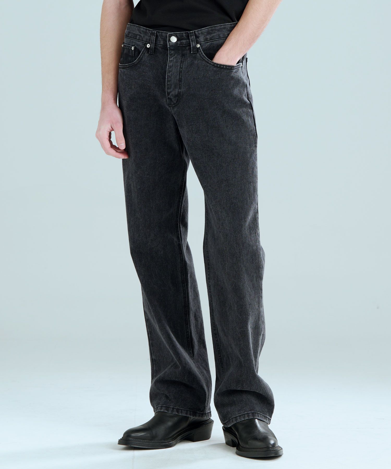 ★MUSINSA STANDARD★ Pray Side Loose Straight Denim Pants Wa MUSINSA | ZPLISH Semi-wide WS denim black