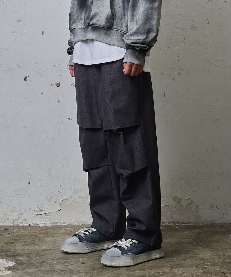 루즈 실루엣 프론트 다트 데님 조거 스토퍼 ash gray