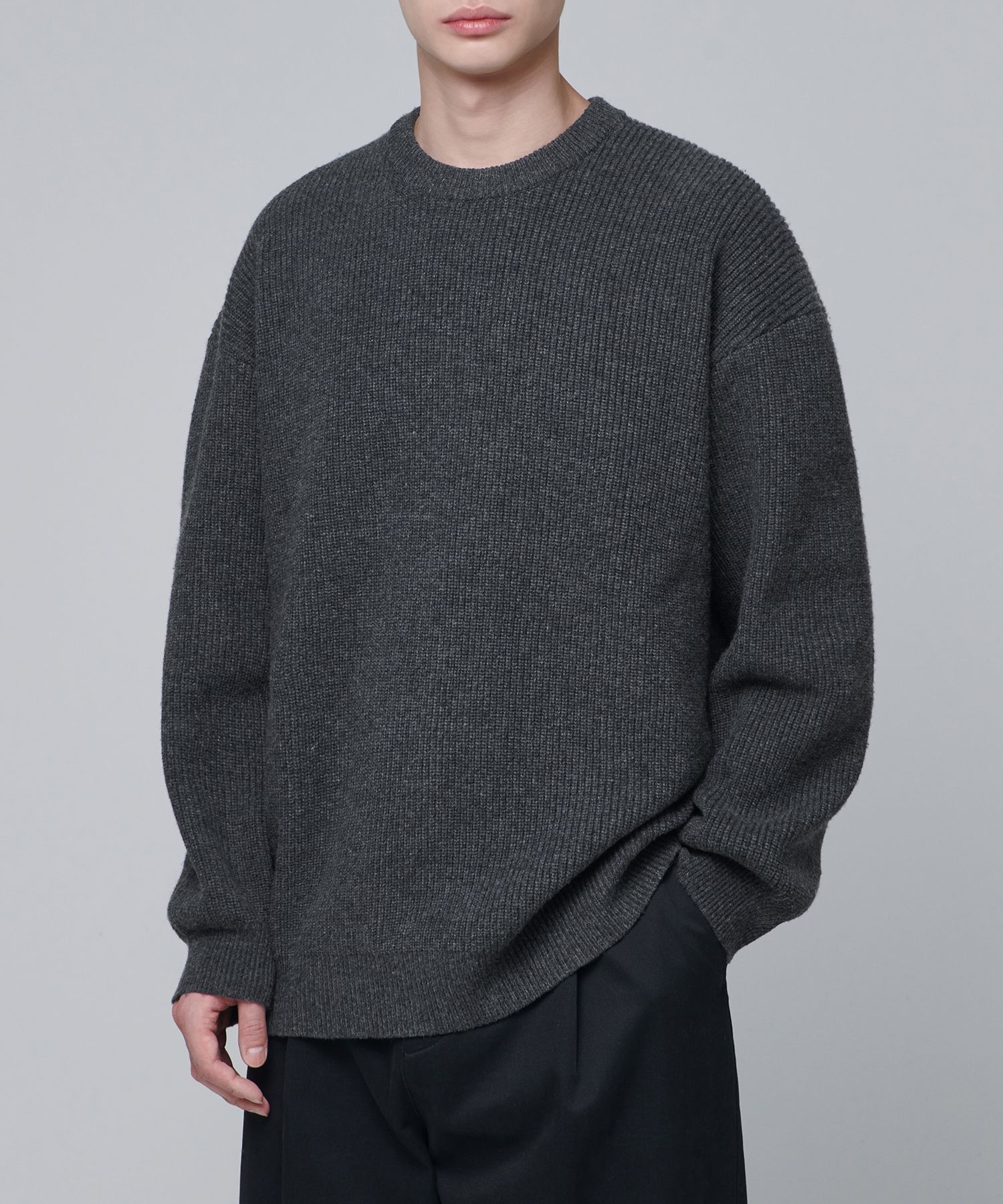 MUSINSA | MUSINSA STANDARD Oversized Ribbed Crew Neck Knit