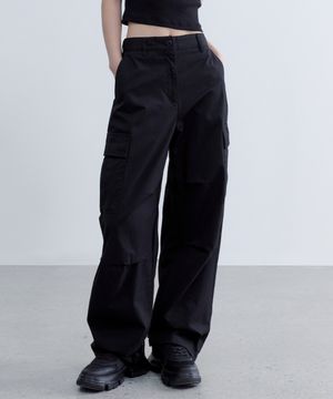 우먼즈 와이드 카고 팬츠 [블랙]