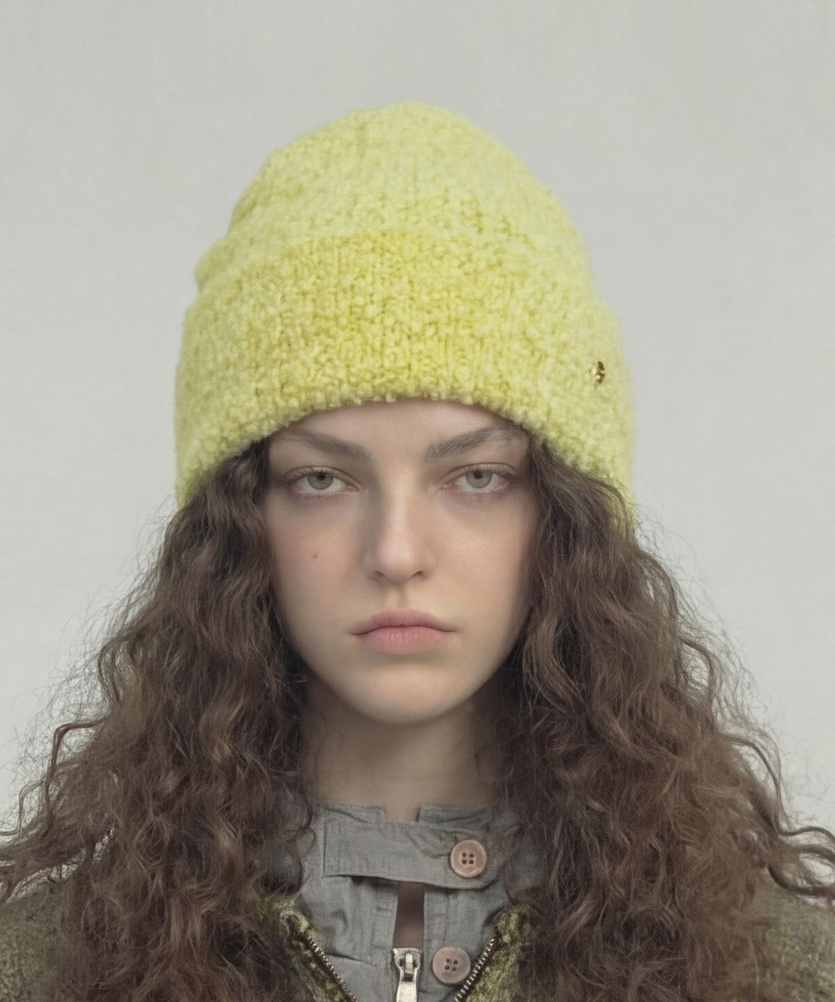 언더컨트롤 스튜디오(UNDERCONTROL STUDIO) 부클 겨울 비니 FLUFFY BEANIE / MOHAIR BOUCLE / LEMON