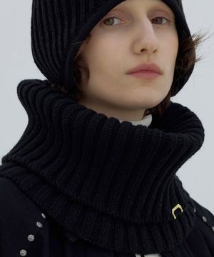 겨울 목도리 NECK WARMER / RIB / LAMBS WOOL / BLACK