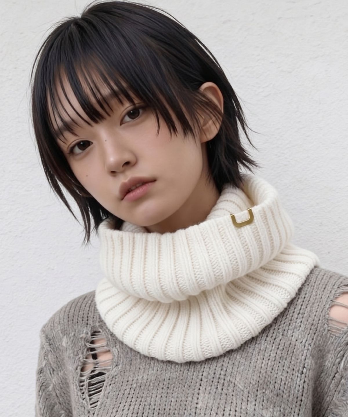 언더컨트롤 스튜디오(UNDERCONTROL STUDIO) 겨울 목도리 NECK WARMER / RIB / LAMBS WOOL / CREAM